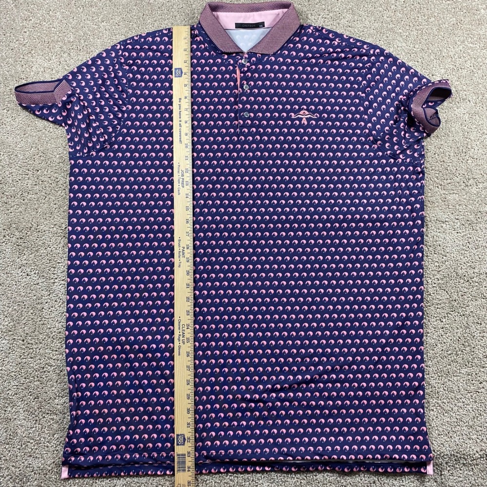 Greyson Mens XXL Golf Polo Shirt Purple Pink Wolf Moon Print Performance AOP - Picture 6 of 8